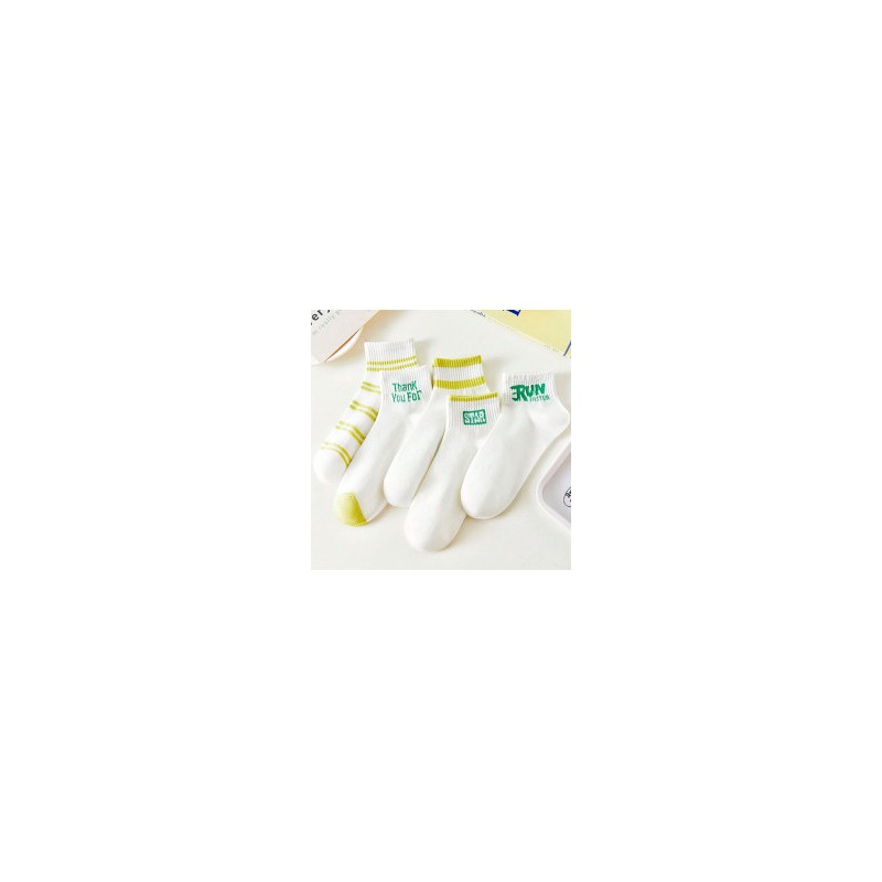 Calcetas Blancas con Detalles en Verde - ID 49834