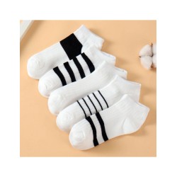 Calcetas Tobilleras Blancas con Franjas Negras ID 49816