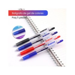 Plumas de gel con 3 colores paq 5 boligrafos SHIRLEY ID 40372